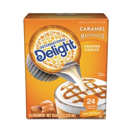 Dean Foods Internatnl, Flavored Liquid Non-Dairy Coffee Creamer, Caramel Macchiato, Mini Cups, 24/box 101766
